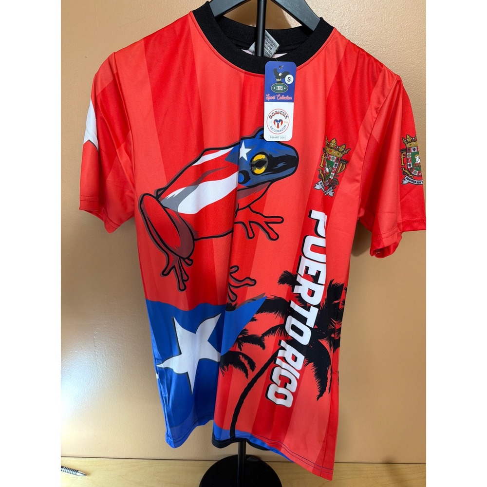 HR Sport Collection Puerto Rico Coqui Frog Flag T-Shirt Red Mens Small NWT